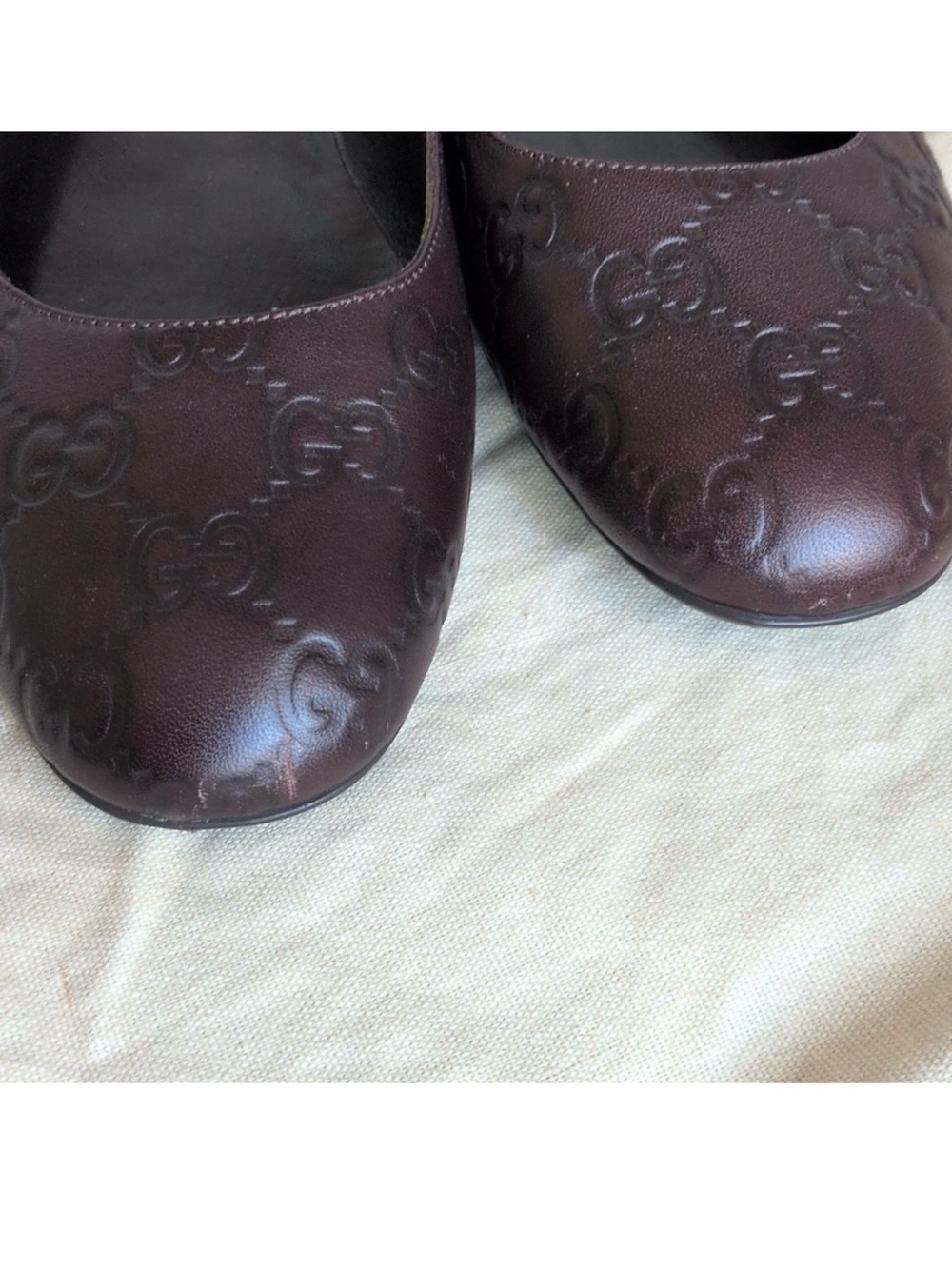 Gucci Iconic Guccisima Embossed Leather Ballet Flats - Deep Brown (36.5) - Picture 6 of 7